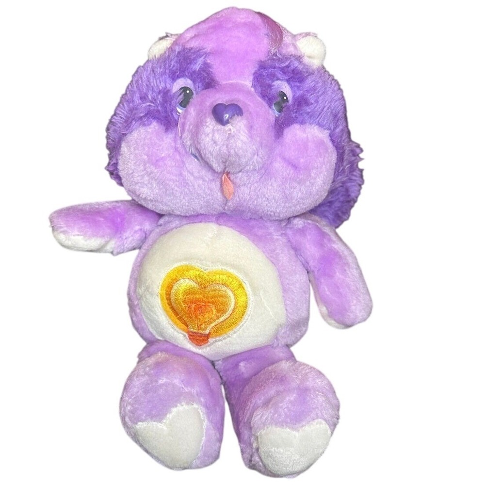 Vintage 1984 Care Bear Cousins Bright Heart Raccoon Plush Purple Kenner 13 inch